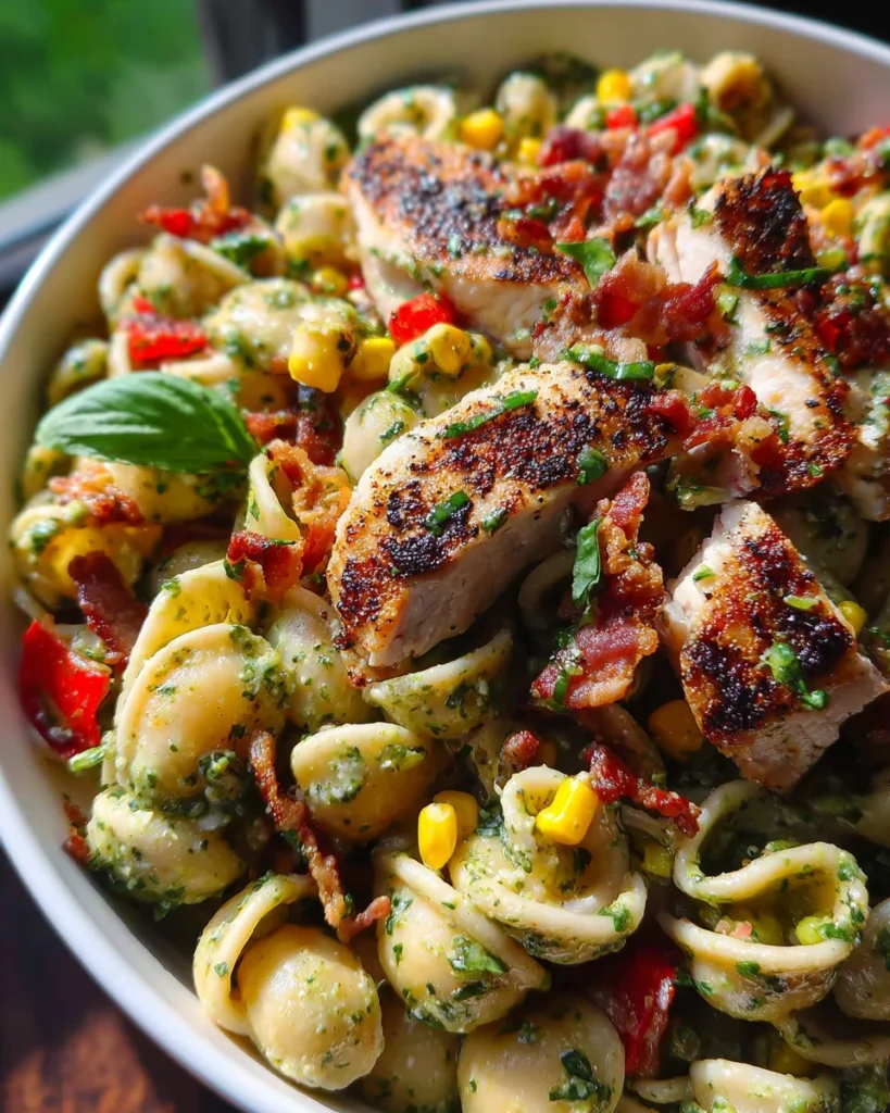 Chicken and Corn Pasta Salad with Bacon