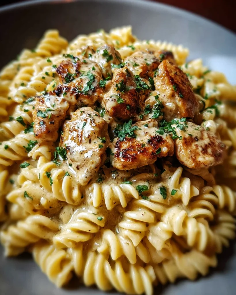 Creamy Garlic Butter Chicken And Rotini In Parmesan Sauce