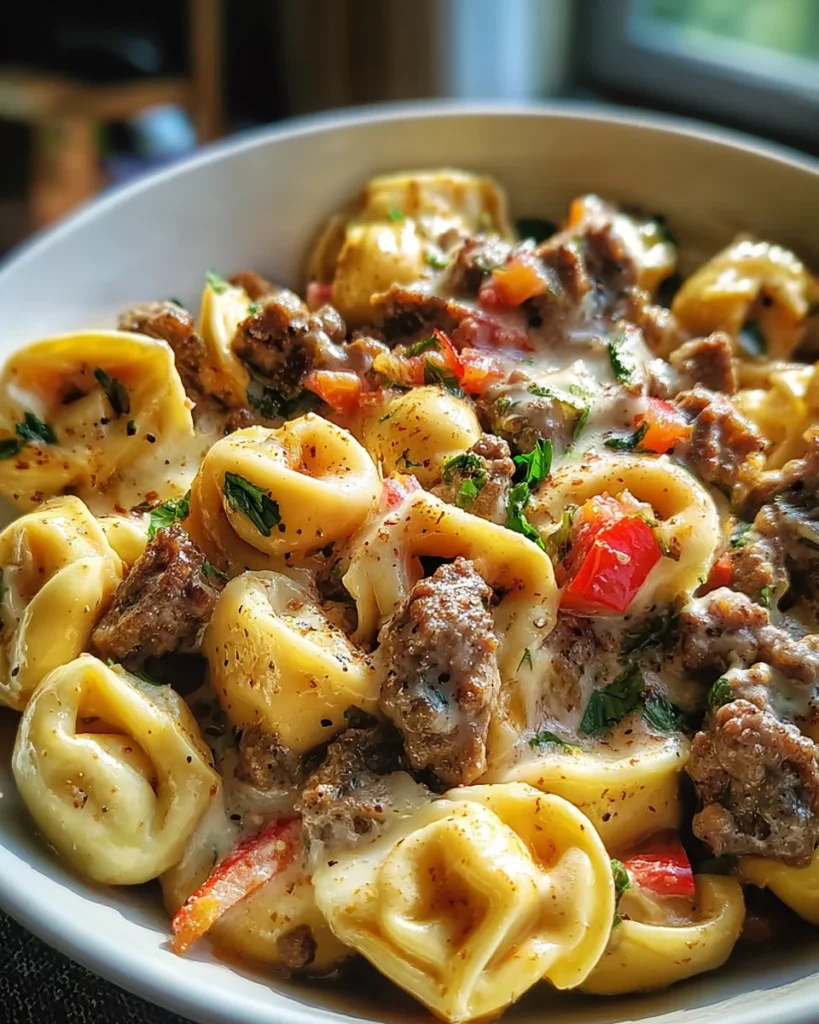 Philly Cheesesteak Tortellini Pasta