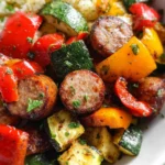 10 Minute Air Fryer Chicken Sausage and Veggies