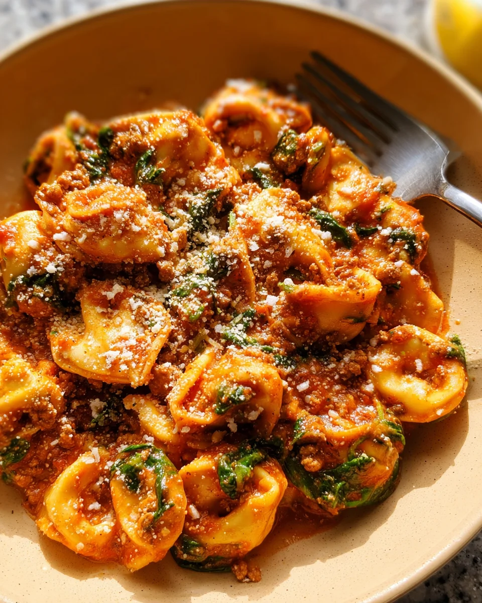 30 Minute Creamy Tortellini Pasta With Ground Turkey