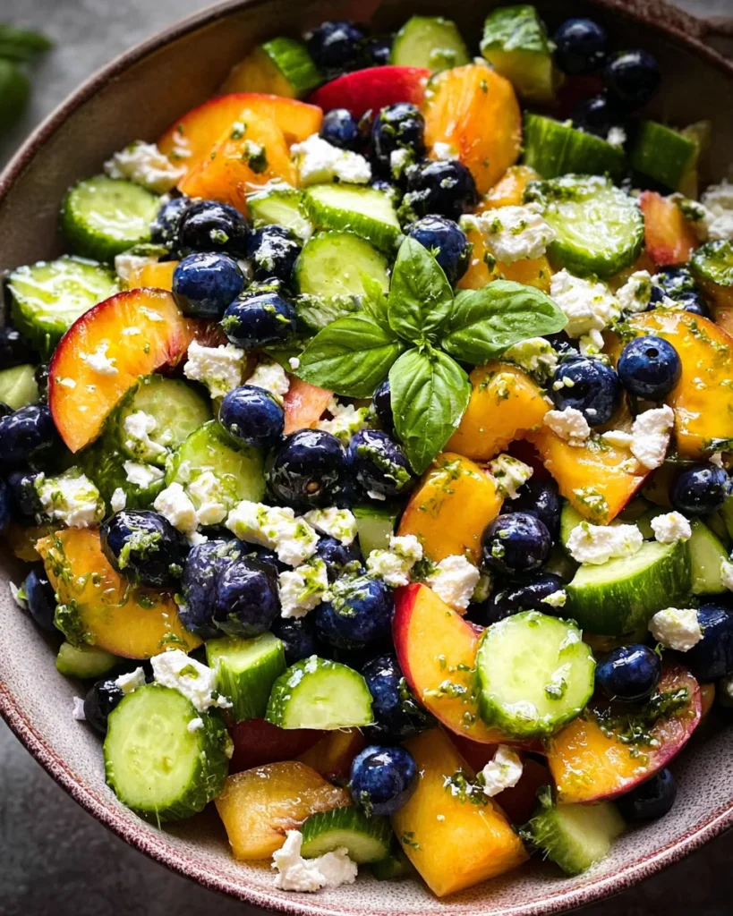 Blueberry Peach Feta Salad