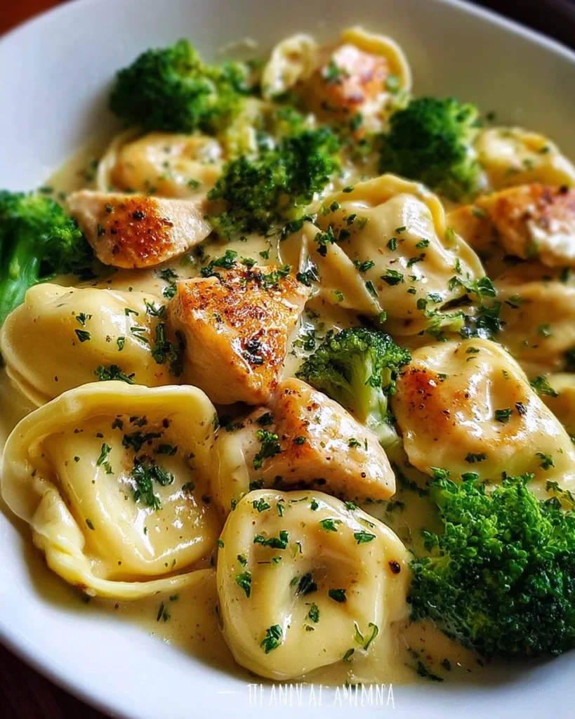 Creamy Garlic Parmesan Tortellini with Chicken and Broccoli