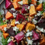 Creamy Roasted Beet Salad with Sweet Potato & Feta