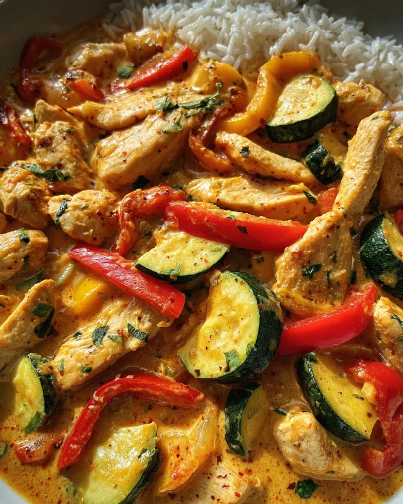 Cremiges Paprika-Zucchini-Hähnchen