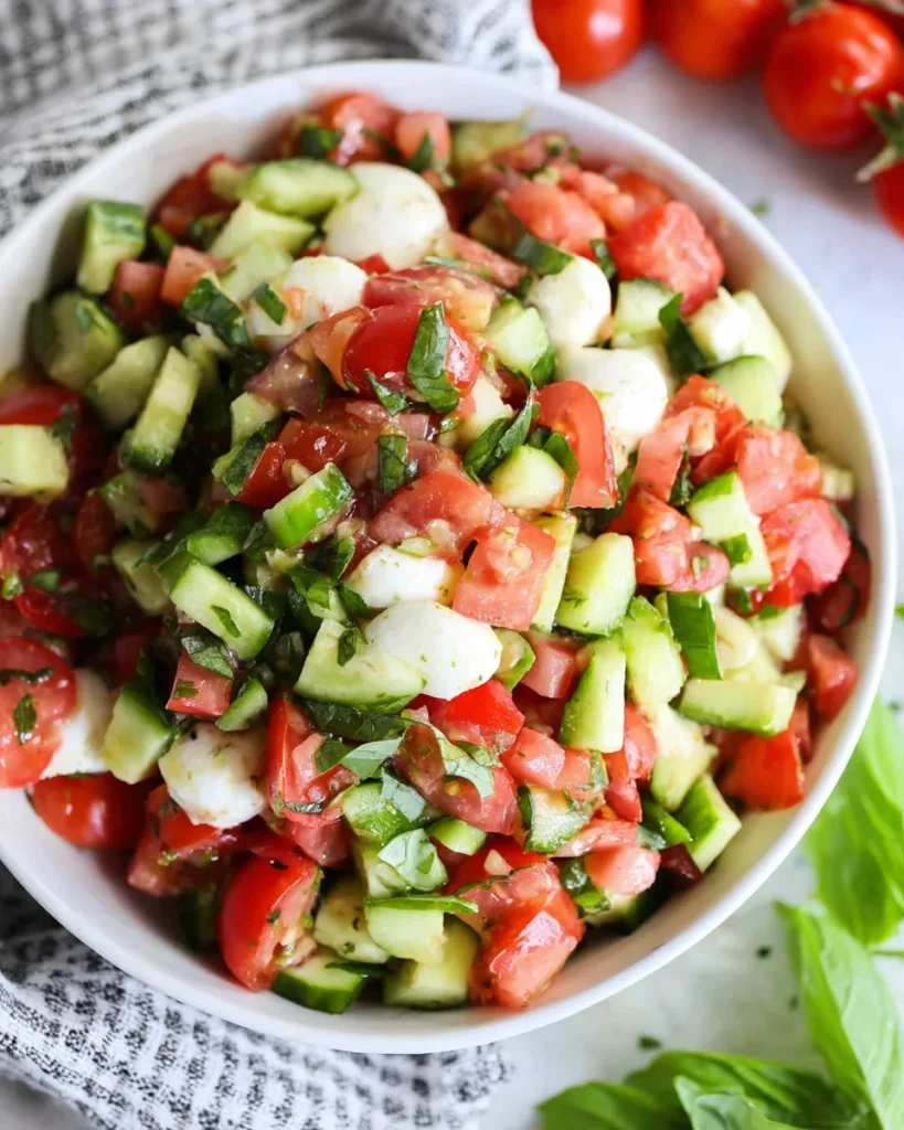 Cucumber Tomato Mozzarella Salad Recipe