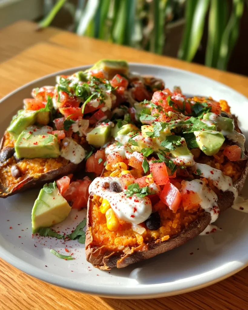 Double Baked Loaded Sweet Potatoes