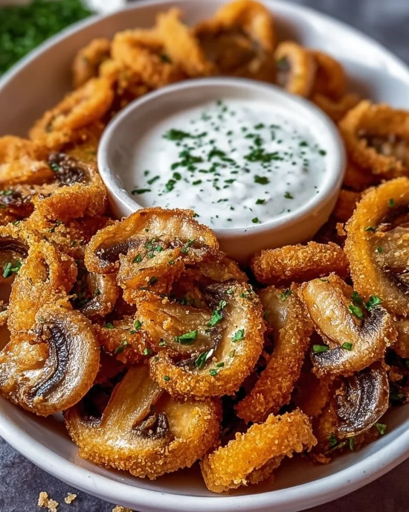 Fried Sliced Mushrooms with Ranch