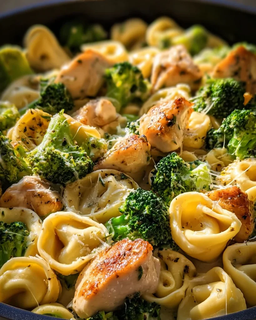 Garlic Parmesan Tortellini with Chicken and Broccoli Recipe