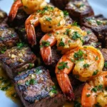 Grilled Steak and Shrimp Skewers with Garlic Butter