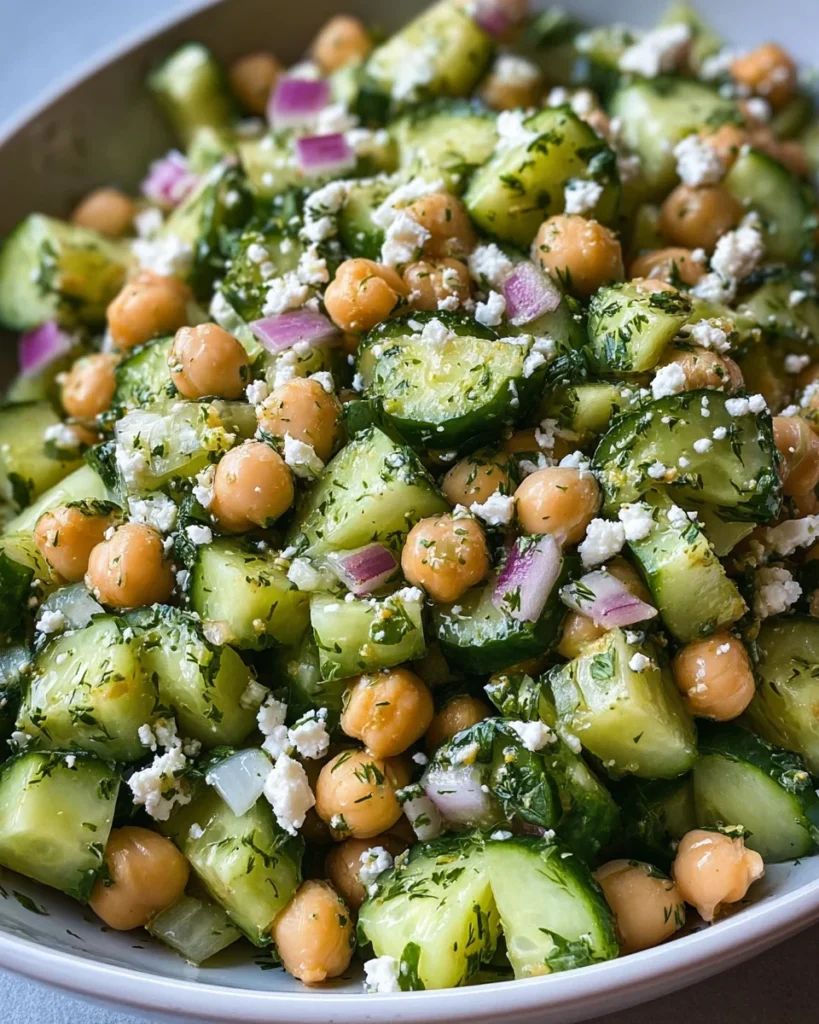 Herby Cucumber Salad with Feta and Chickpeas
