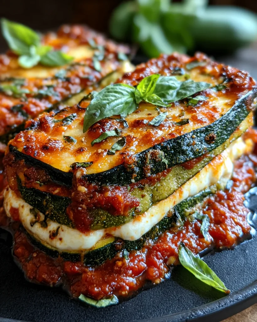 Layered Zucchini Ricotta Melts with Marinara