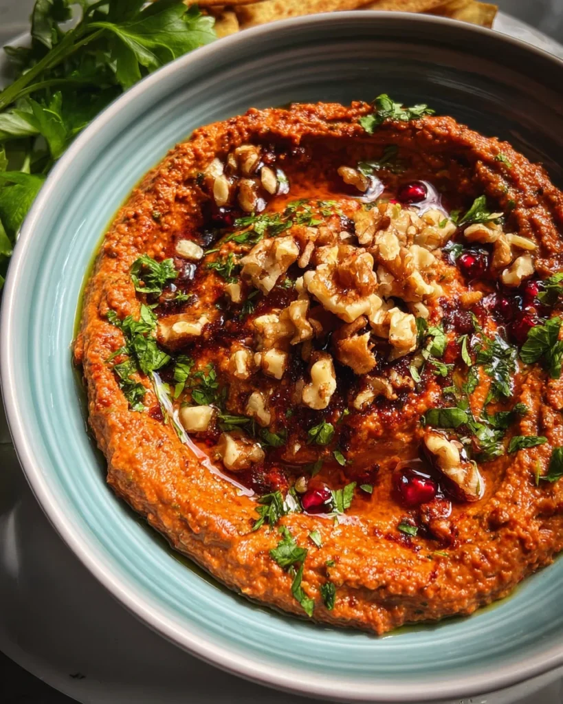 Muhammara (Syrian Roasted Red Pepper Walnut Dip)