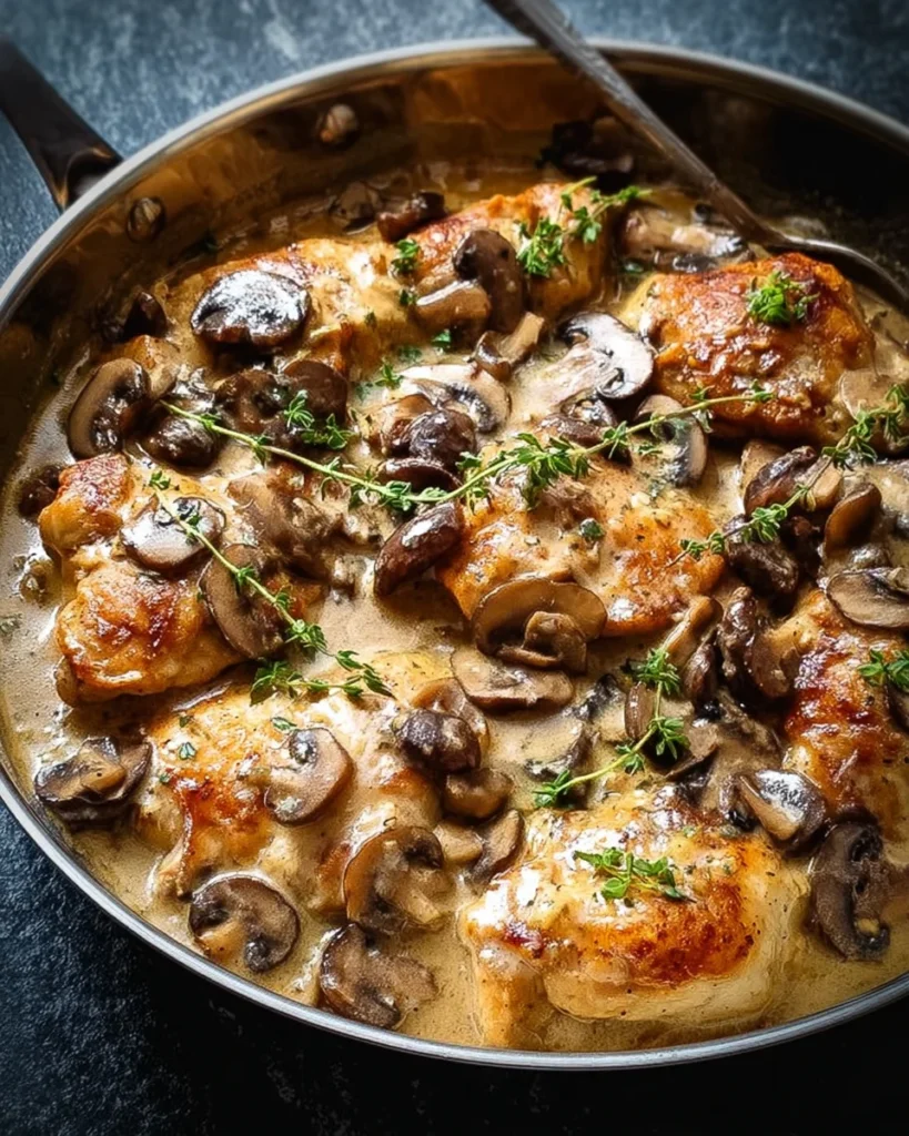 Skillet Chicken and Mushroom Wine Sauce