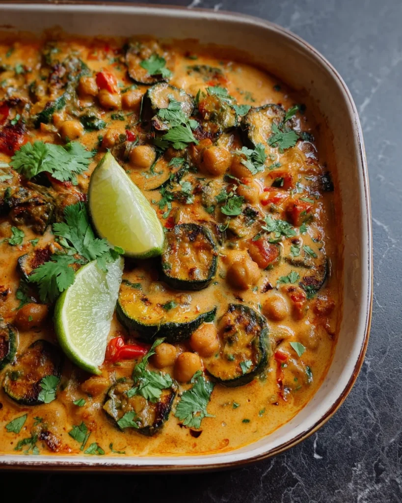 Spicy Baked Zucchini Chickpea Curry