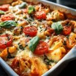 Tortellini-Auflauf mit Tomaten und Mozzarella