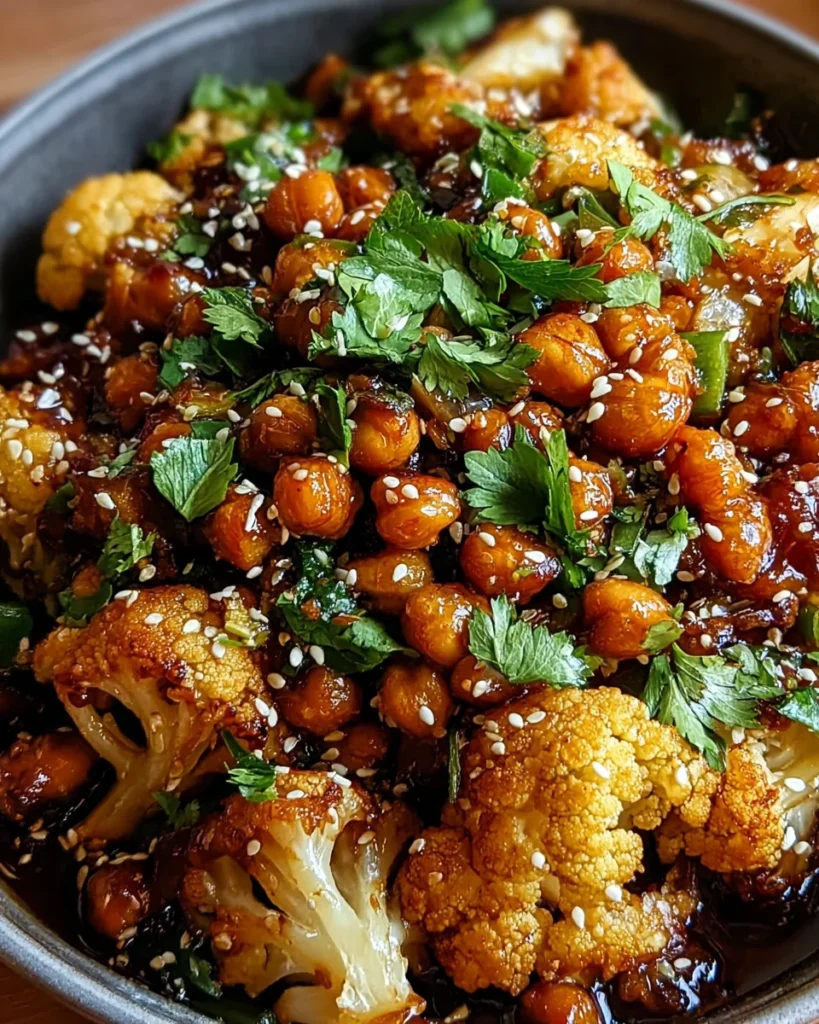 Vegan Hot Honey Cauliflower and Chickpeas Recipe