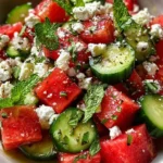 Watermelon Feta Cucumber Salad