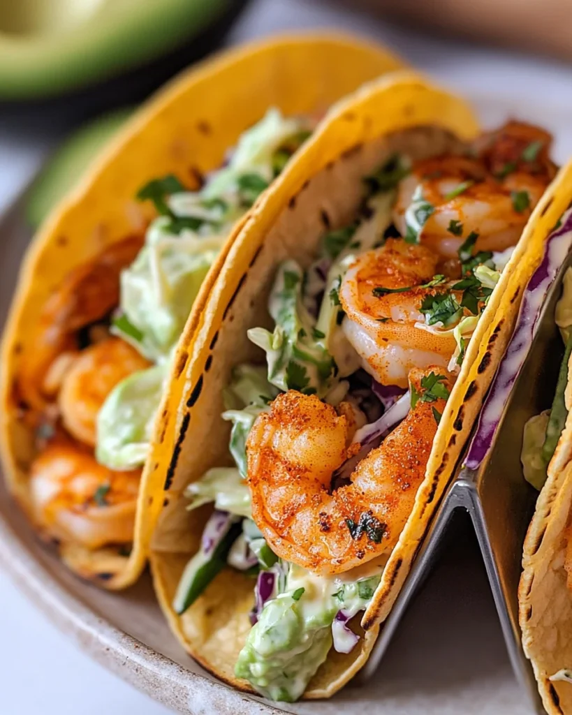 Cilantro Lime Shrimp Tacos with Creamy Slaw