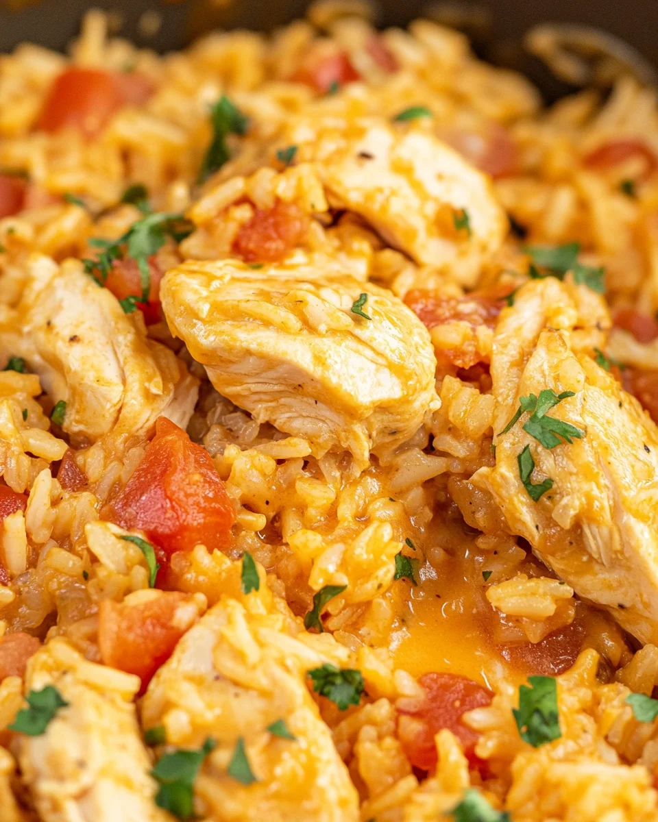 One Pot Queso Chicken and Rice