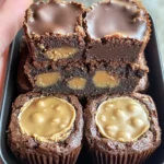 Peanut Butter Cup Stuffed Brookies