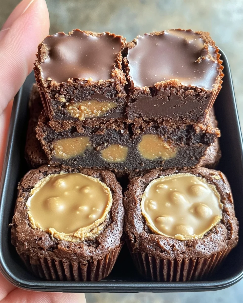 Peanut Butter Cup Stuffed Brookies