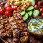 Greek Chicken Souvlaki Grazing Board with Feta Dip – A Mediterranean Feast to Share