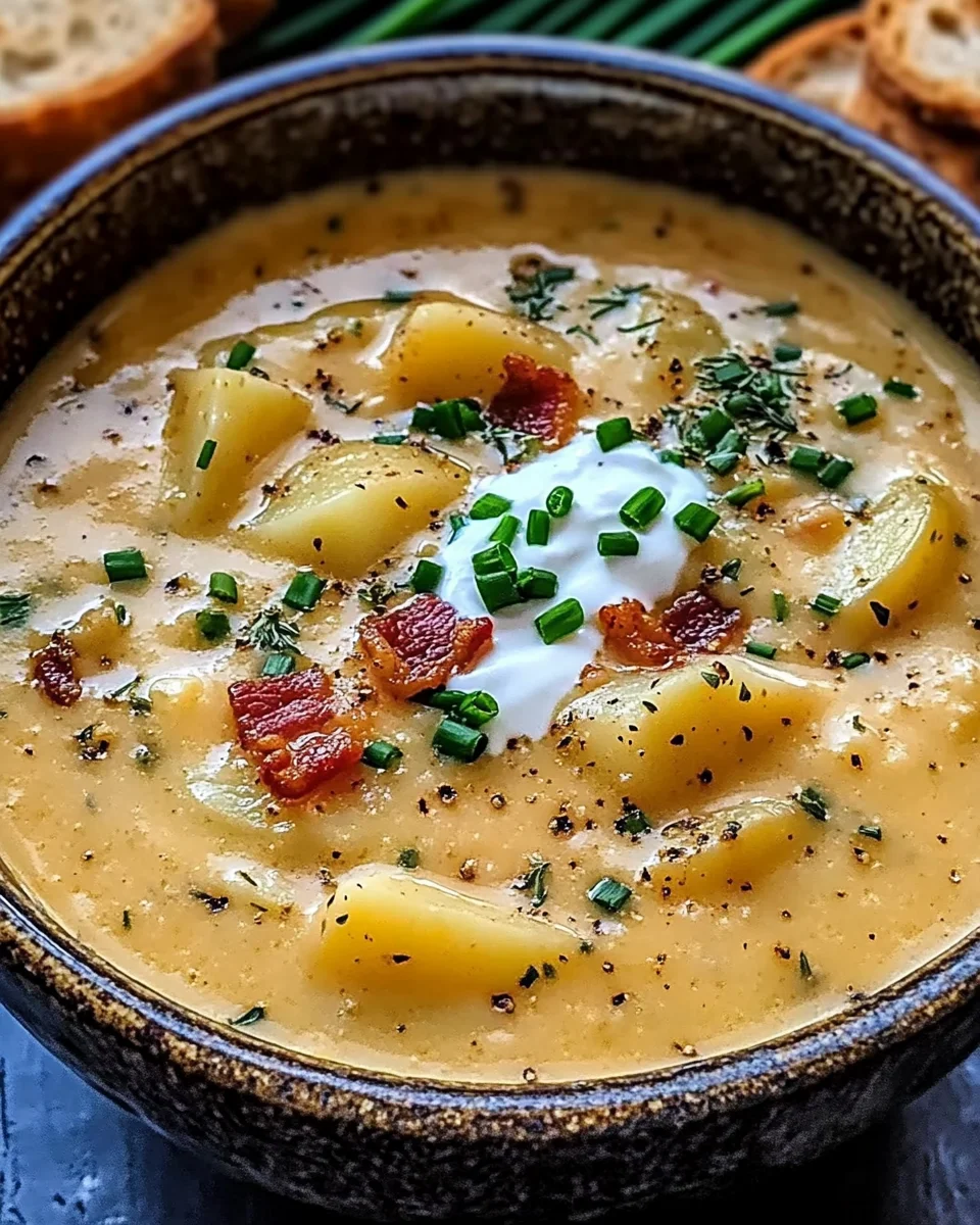 Hearty Cheddar Garlic Herb Potato Soup Recipe