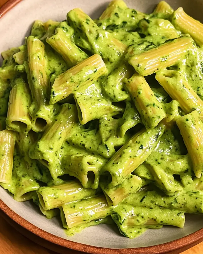 vegan creamy spinach garlic pasta with cashews and parsley